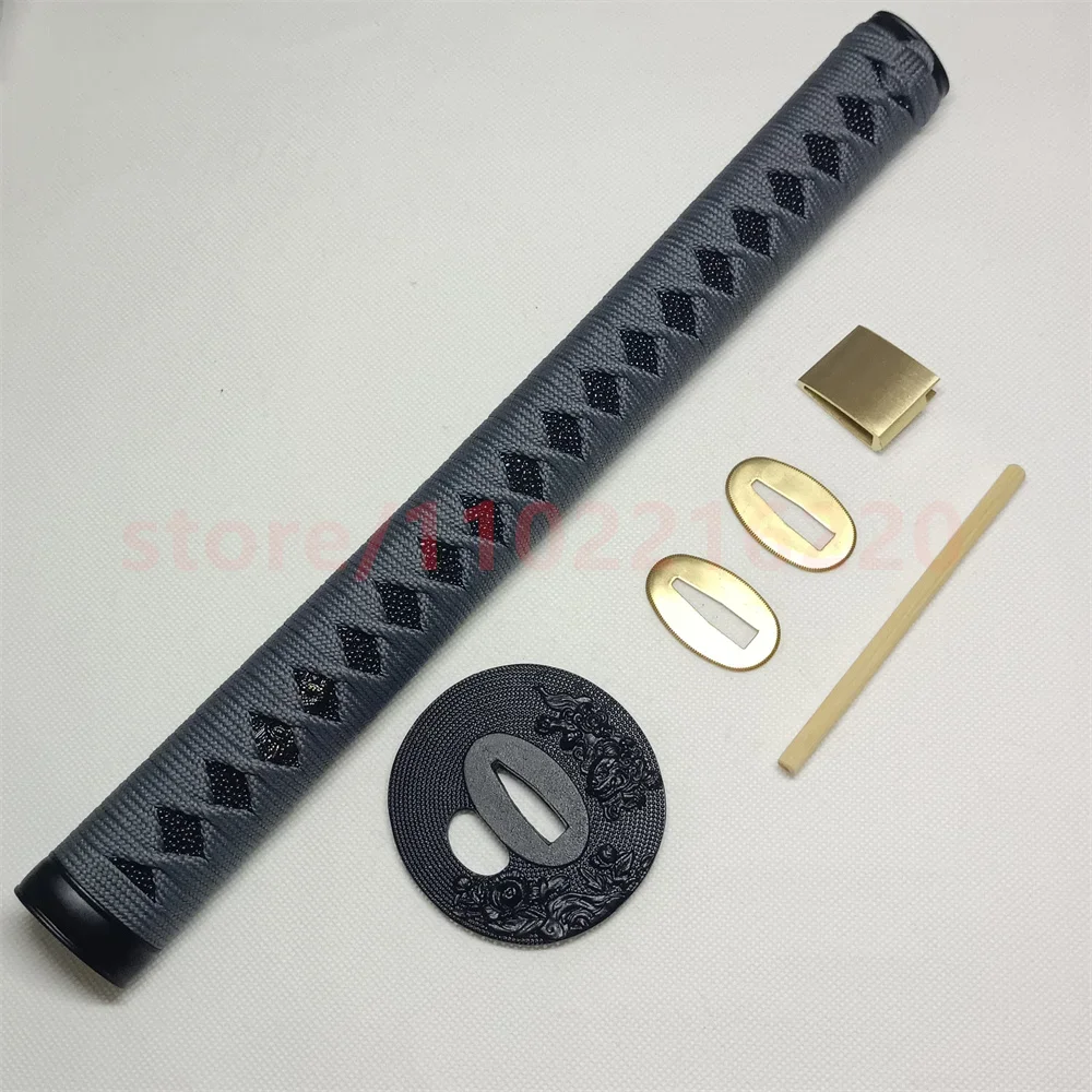 Nice 35cm Tsuka Handle Hilt Alloy Tsuba Handguard Guard Brass Habaki Seppa For Japanese Real Japan Samurai Katana Sword Fittings