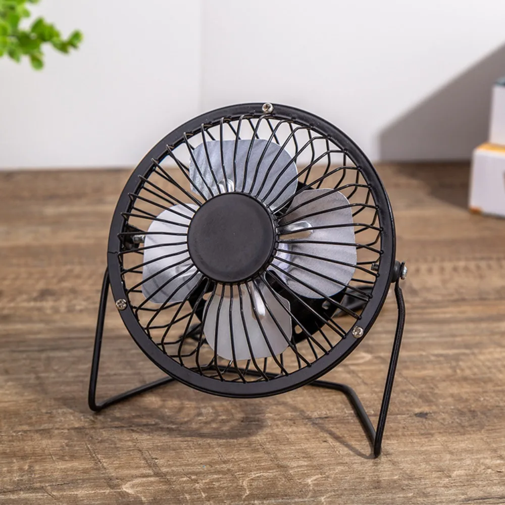 New Ferroalloy Mini USB Fan USB-Powered 4 Inch Desk Fan 360 Degree Rotatable Strong Wind Silent Cooling Fan Summer
