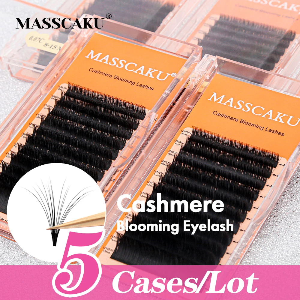 

Trending Products 5cases/lot Easy Fan Volume Eyelash Extensions 0.07mm Thickness Rapid Grafting Lightweight Lashes from MASSCAKU