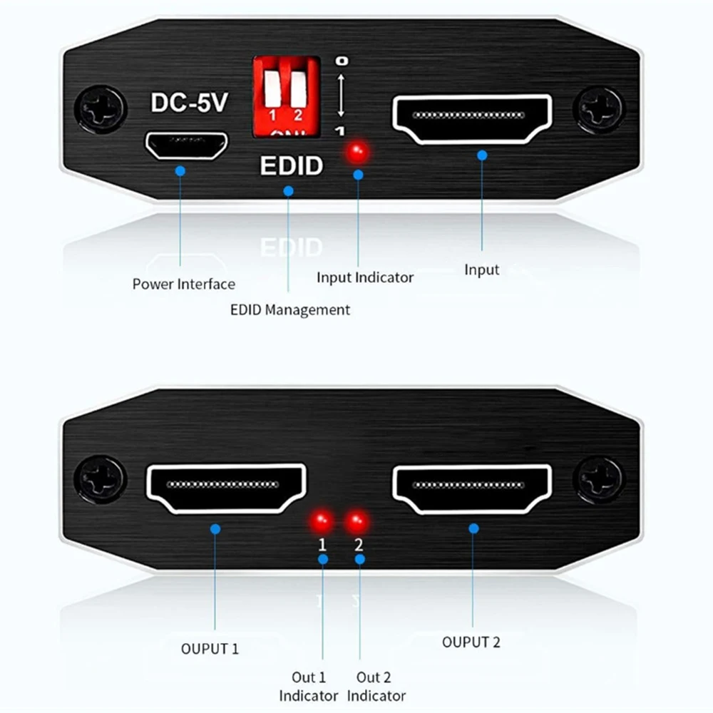 4K@60Hz HDMI-Compatible Displays Splitter Switch 1 In 2 Out With Scalar High Speed HDMI-Compatible Cable Support HDCP 2.2