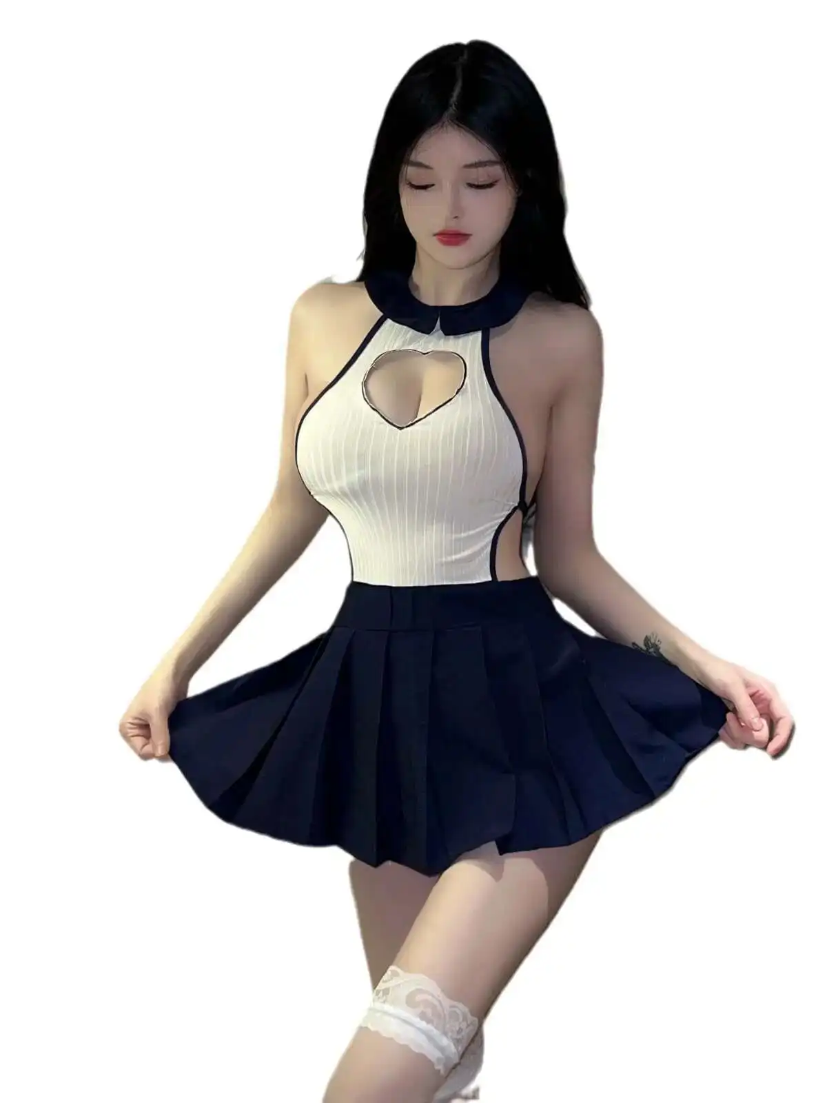 WOMENGAGA ملهى ليلي الجوف الظهر مثير فستان قصير بحار موحدة المرأة فستان أنيق الحلو موضة الكورية المرأة فستان قصير Z7BF #5