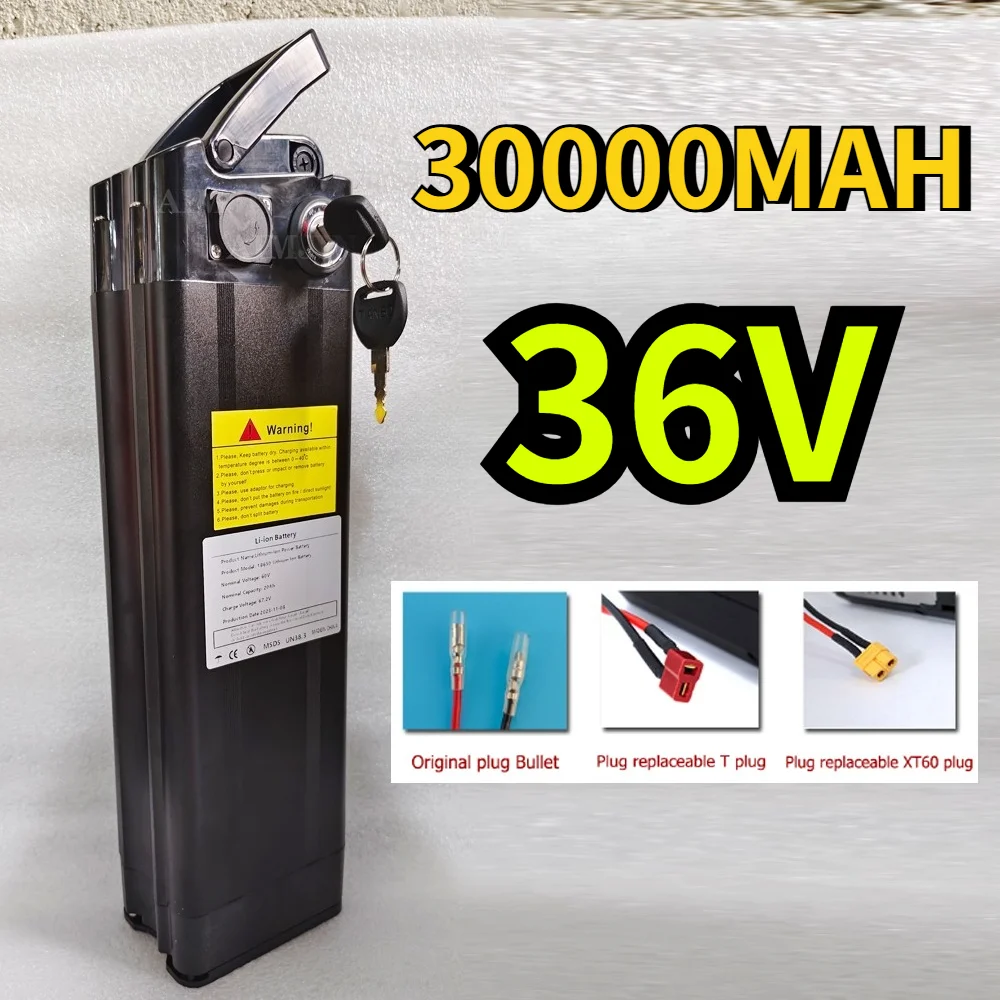 100% Original 36V  30Ah High quality Silver Fish Style batteria，500W 750W 1000W High-power 18650 Lithium ion battery pack