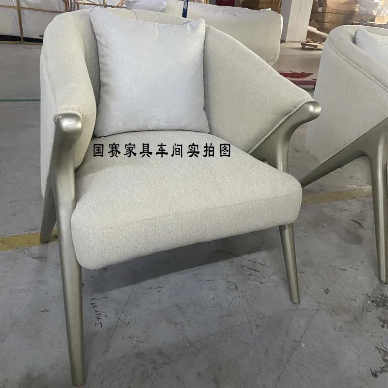 American solid wood villa, living room, single sofa chair, sales office, negotiation rest area, solid wood craftsmanship light