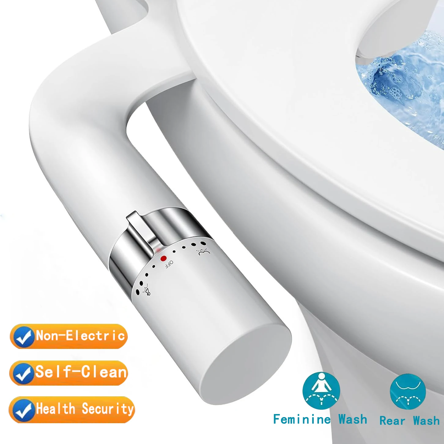 

Насадка для сиденья унитаза для биде, неэлектрическая самоочищающаяся двойная насадка для мытья горячей и холодной воды, аксессуары для ванной комнаты, распылитель