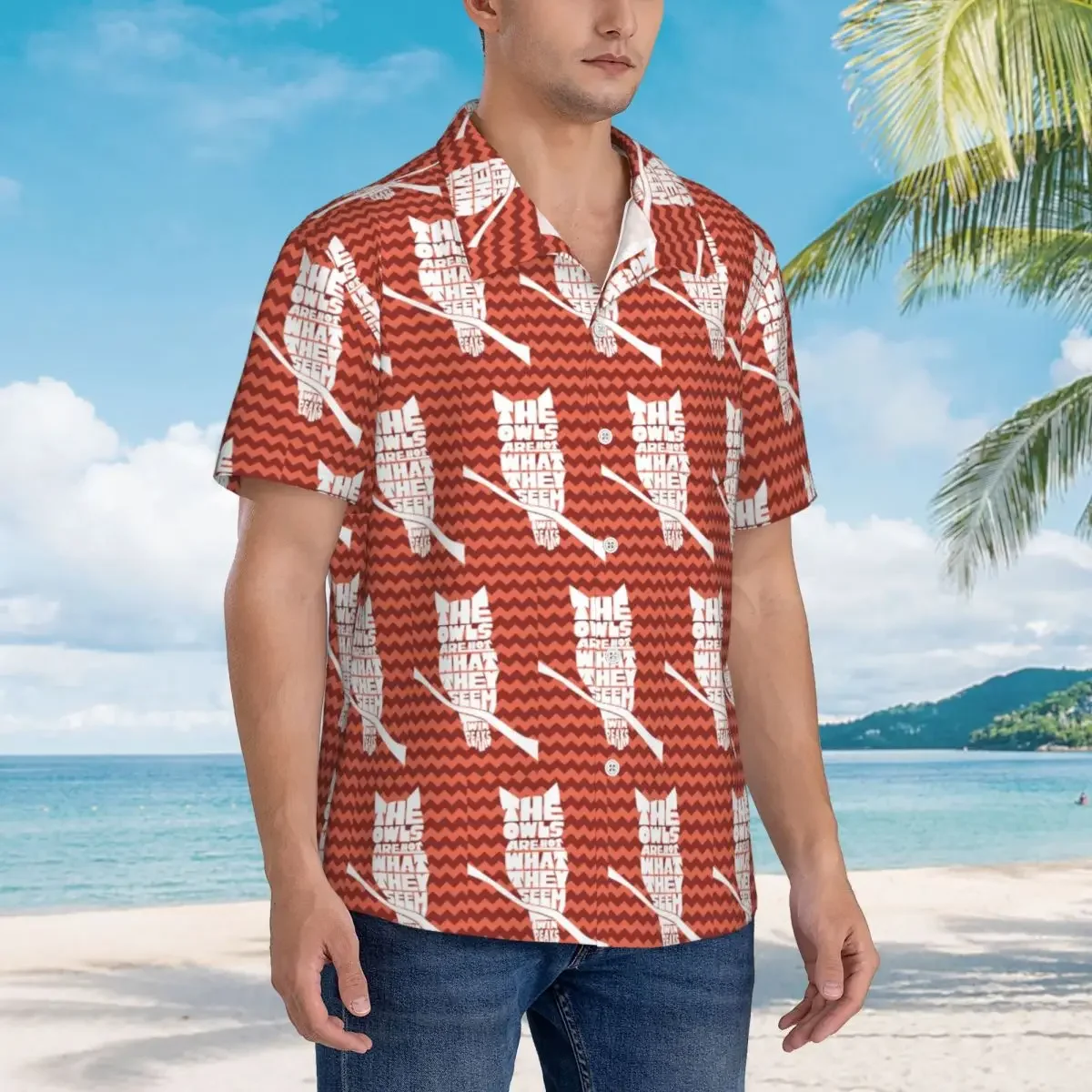 Twin Peaks Red Room Hawaiian Shirts Fashion Men Short Sleeve Shirt for Summer Beach Men's Button Tops