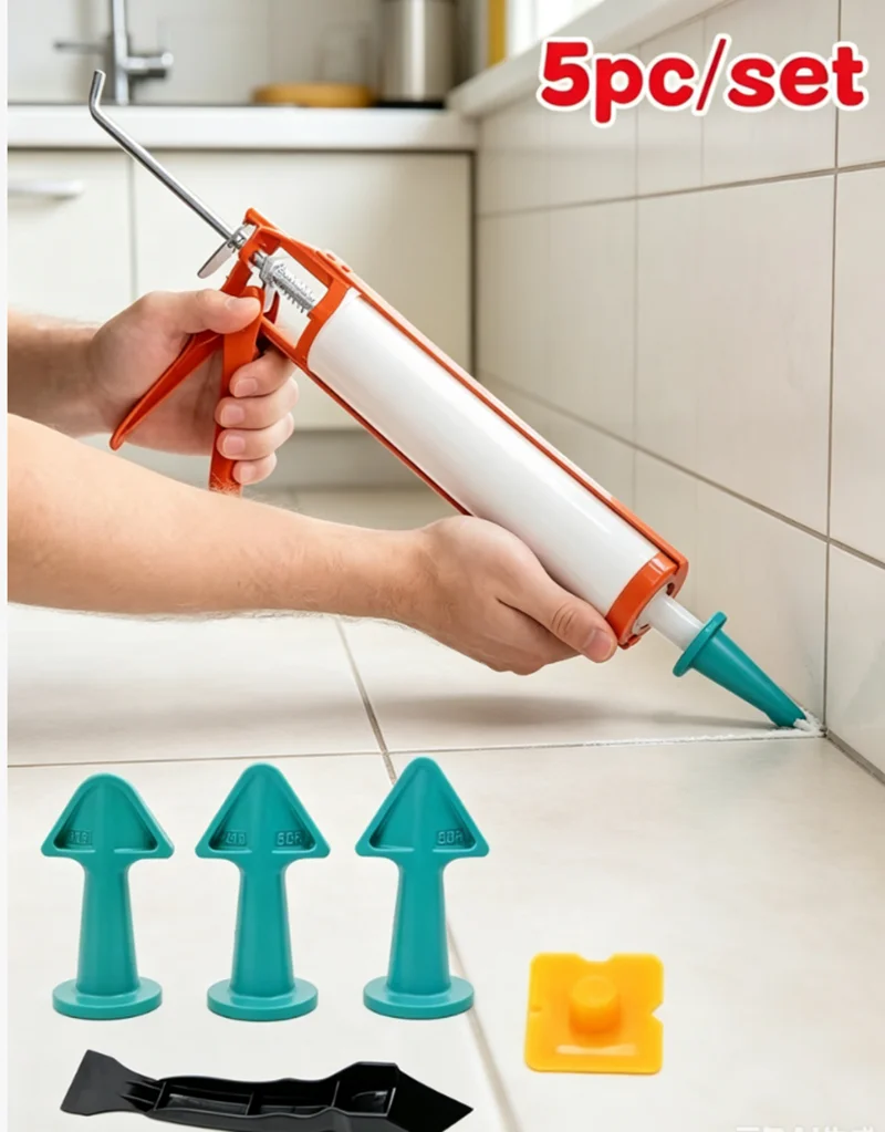 3pcs Multi-functional Silicone Sealant Nozzle Scraper Floor Caulking Tools Silicone Sealant Nozzles Kit Home Improvement Set A