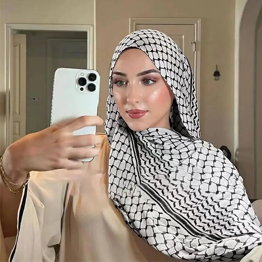 Écharpe de sauna en mousseline de soie imprimée du Ramadan pour femmes musulmanes, hijab musulman, turban long féminin, écharpe du Moyen-Orient, bande de Dubaï Türkiye, mode islamique