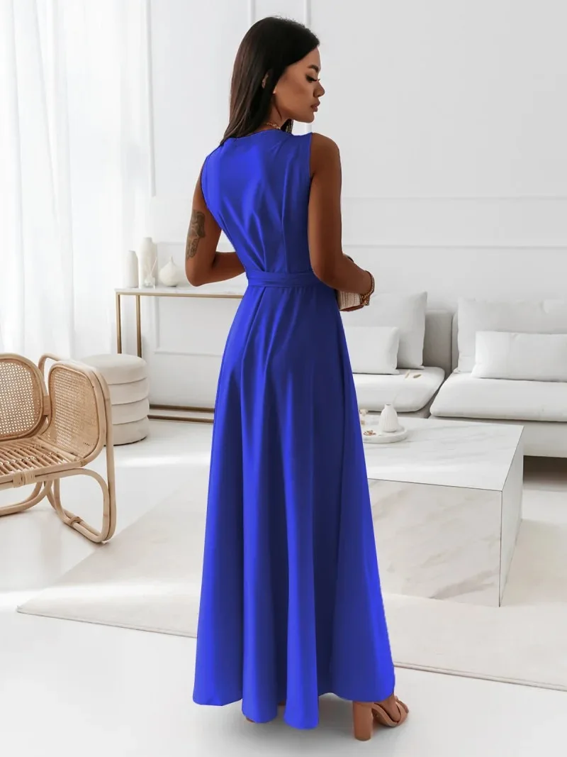 2025 sommer Neue Mode frauen Kleid Tie-neck V-ausschnitt Lange Abendkleid Kleid für Frauen Party Gala – Detail 26