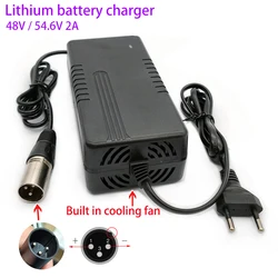 Original 54.6V 2A Lithium Battery Pack Charger 48V 2A battery charger Built in cooling fan with XLR Interface for battery