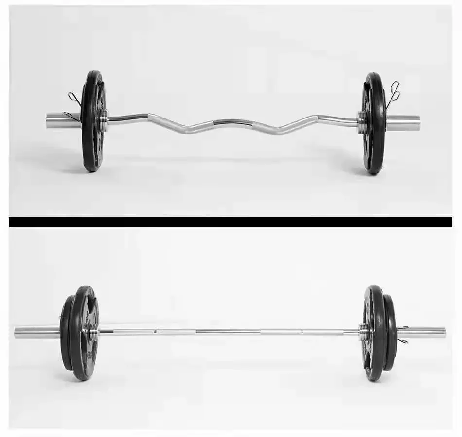 Commercial 1.2m Curved OB Bar Gym Ez Curl Bar Bodybuilding Weightlifting Barbell Curl Bar with screw collar