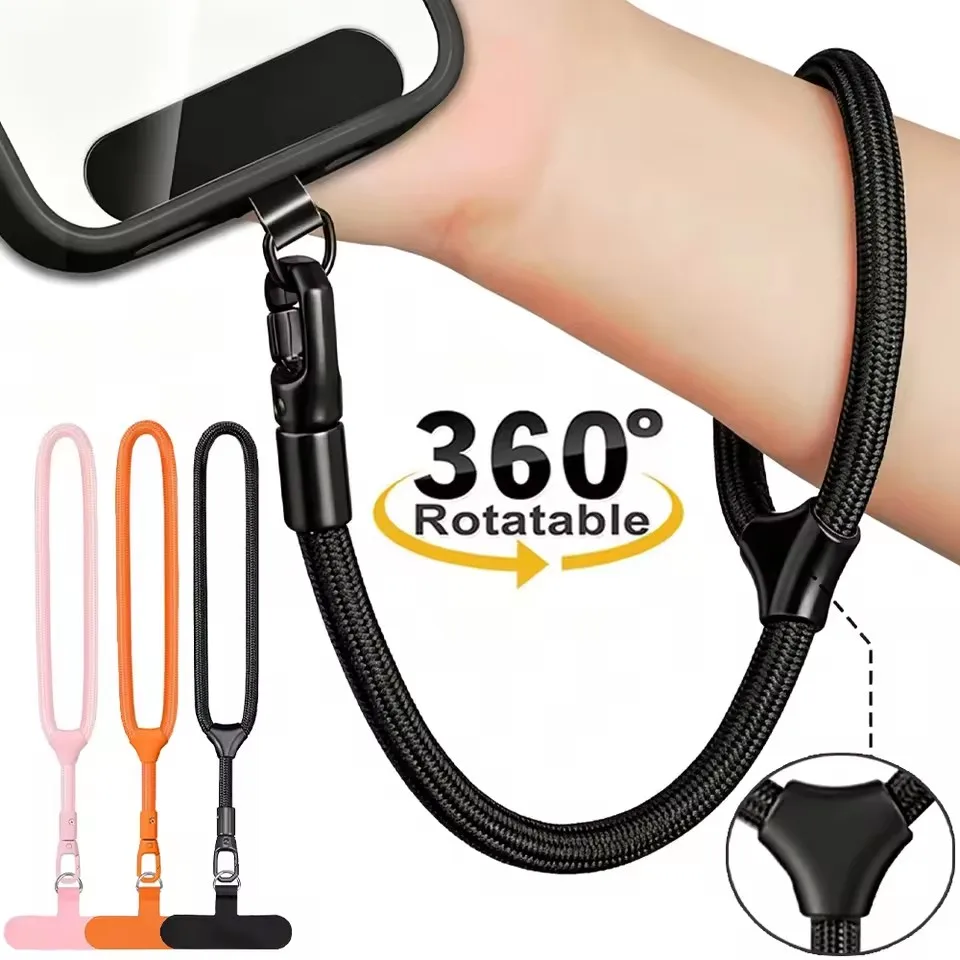 Universal Phone Wrist Strap Short Lanyard with Tether Tabs 360 Degree Rotatable Adjustable Cellphone Lanyard for IPhone Samsung