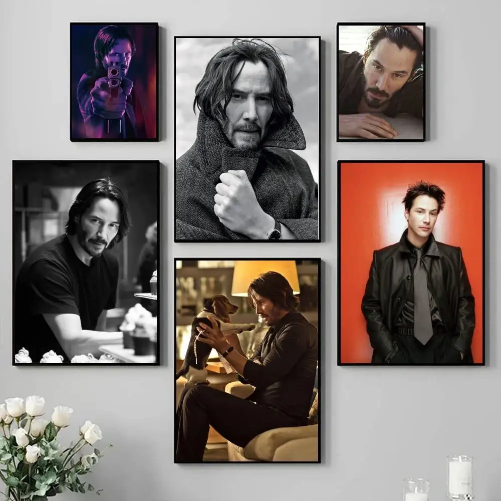 Póster del actor K-Keanu Reeves, adhesivo artístico autoadhesivo, pegatina de papel impermeable, decoración de pared para cafetería, Bar, habitación