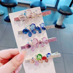 Summer Hair Clip For Girls 7CM Colored Alloy Crystal Shining Butterfly Hair Accessories Hairpin Fashion Side Barrettes Gifts