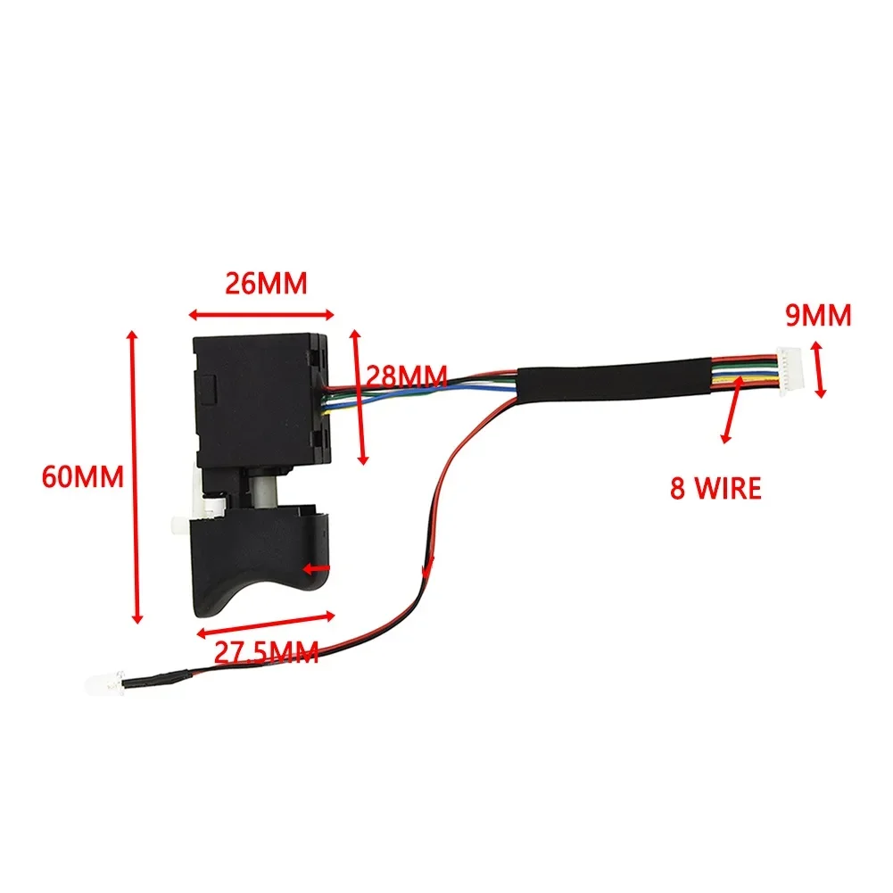 Interruptor de velocidad de taladro sin escobillas, llave eléctrica de 7,2 V a 24V, interruptor de gatillo de Taladro Inalámbrico ajustable,