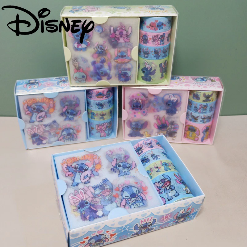 Disney Stitch Handbook Sticker Brinquedos, Lilo & Stitch Fita De Papel, DIY Materiais Decorativos, Papelaria Estudante, 8Pcs por Caixa