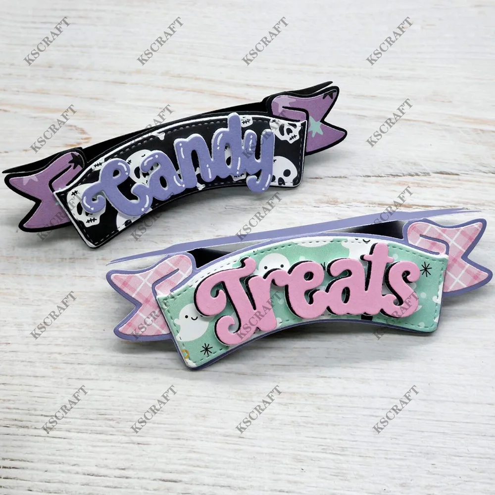 KSCRAFT Treat Banner Bag Topper Stanzformen Schablonen für DIY Scrapbooking, dekorative Prägung, DIY Papierkarten – Detail 4