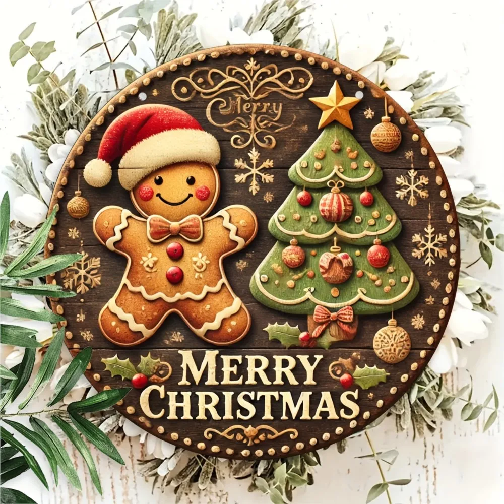 Merry Christmas Gingerbread Wood Sign - 7.9