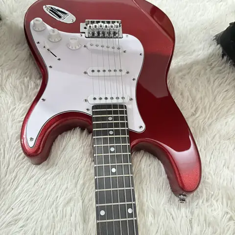 ST Red Electric Guitar White Protective Cover  6 Strings 22 Frets US Warehouse Guitar-themed Gift, Free Shipping