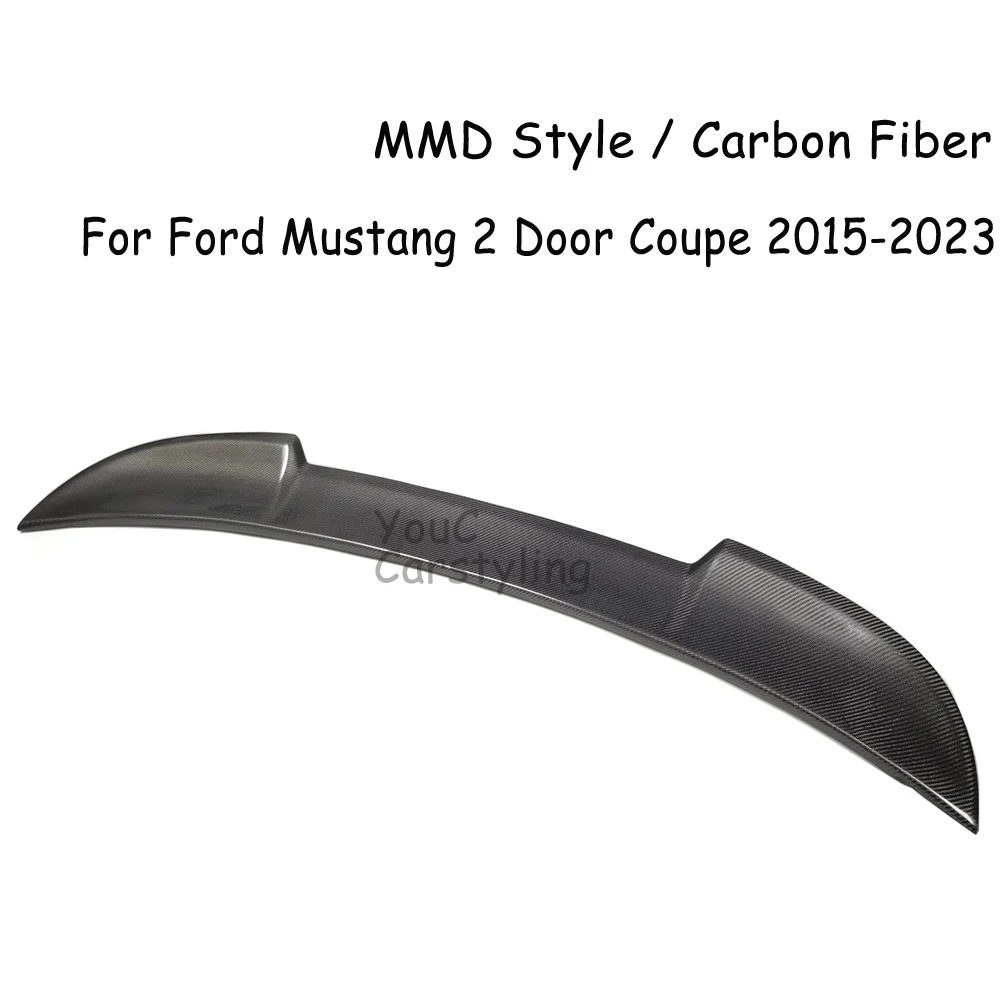 MMD Style Carbon Fiber Rear Spoiler Trunk Wing for Ford Mustang 2-door Coupe 2015-2023 Rear Trunk Boot Lip Tail Spoiler