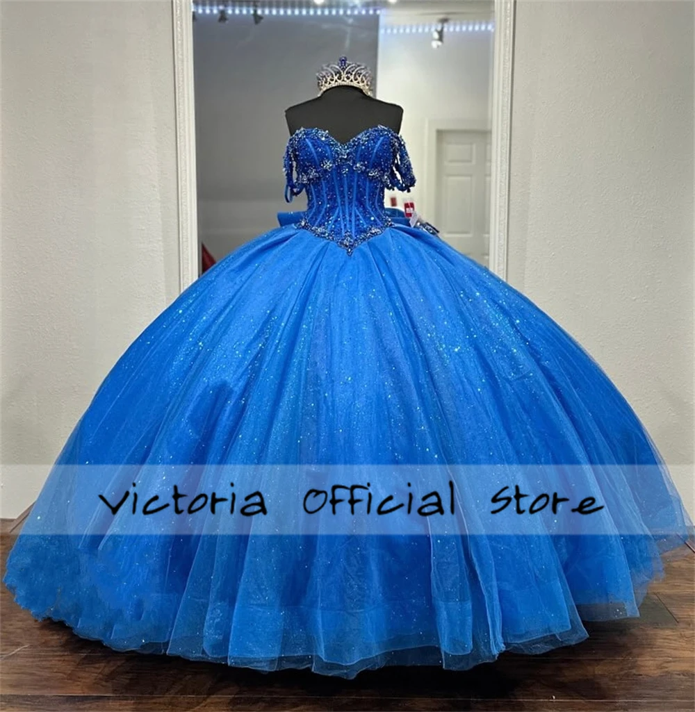 Perfect Royal Blue Quinceanera Dress Princess Sweet 15-letnia sukienka urodzinowa dla dziewczynki z odkrytymi ramionami Vestidos De Quinceañera