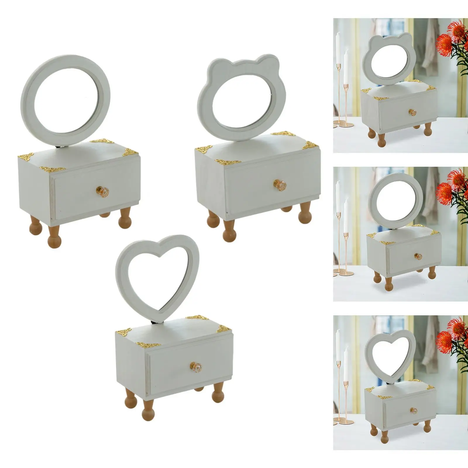 

Desktop Makeup Mirror with Drawer Jewelry Holder Convenient Tabletop Mirror Gift for Daughter Makeup Case for Vanity Skincare