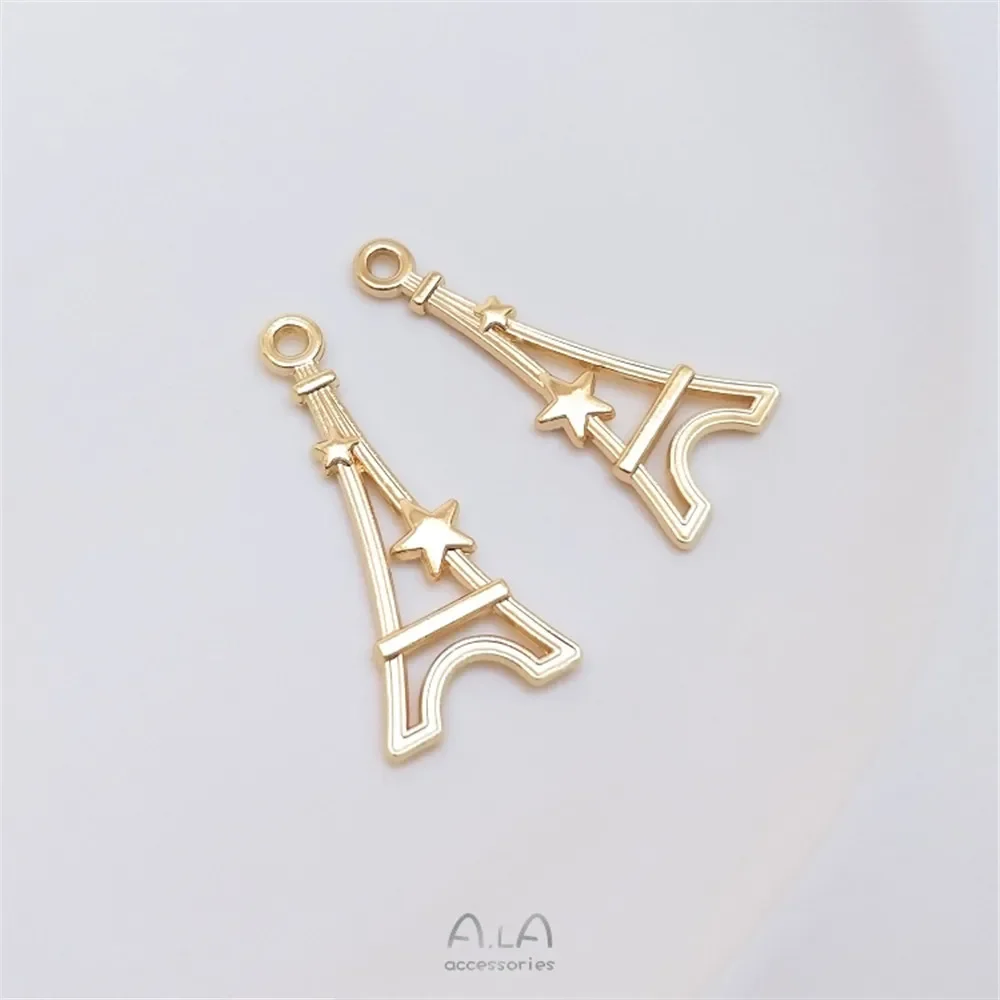 Pendentif Tour Eiffel Fait Main Plaqué Or 14K, Accessoires de Bracelet Décoratifs, DIY