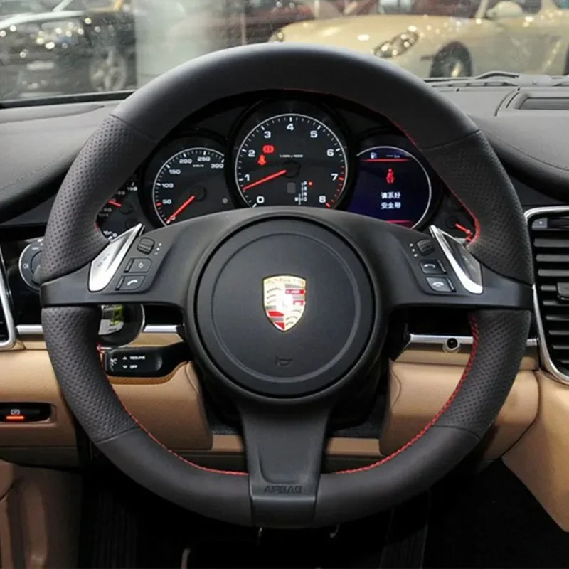 

Сшитый вручную замшевый чехол на руль автомобиля из углеродного волокна своими руками для Porsche Cayenne 718 Macan Panamera 911