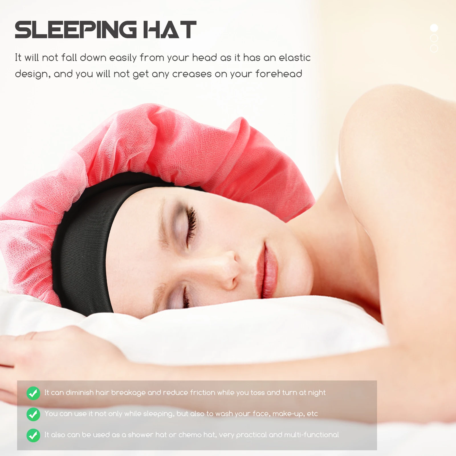 

Ice Silk Hair Bonnets for Women Sleeping Double Layer Wraps Inner Satin Miss