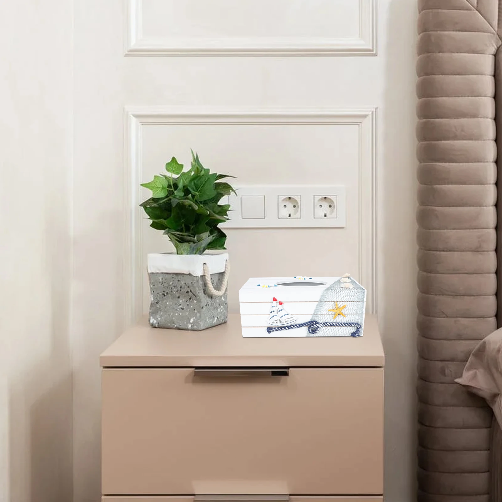 

1pcs Household Wooden Mediterranean Style Napkin Storage Box Decorative Holder Living Room Boxes Tissue Storage Container Napkin