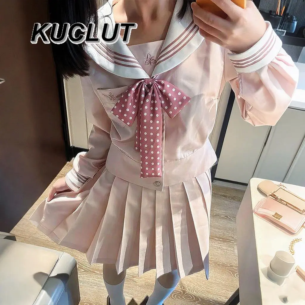 

JK оригинальная униформа, женский оригинальный матросский костюм, японский студенческий стиль, весенне-осенний топ с длинными рукавами и плиссированная юбка на талии