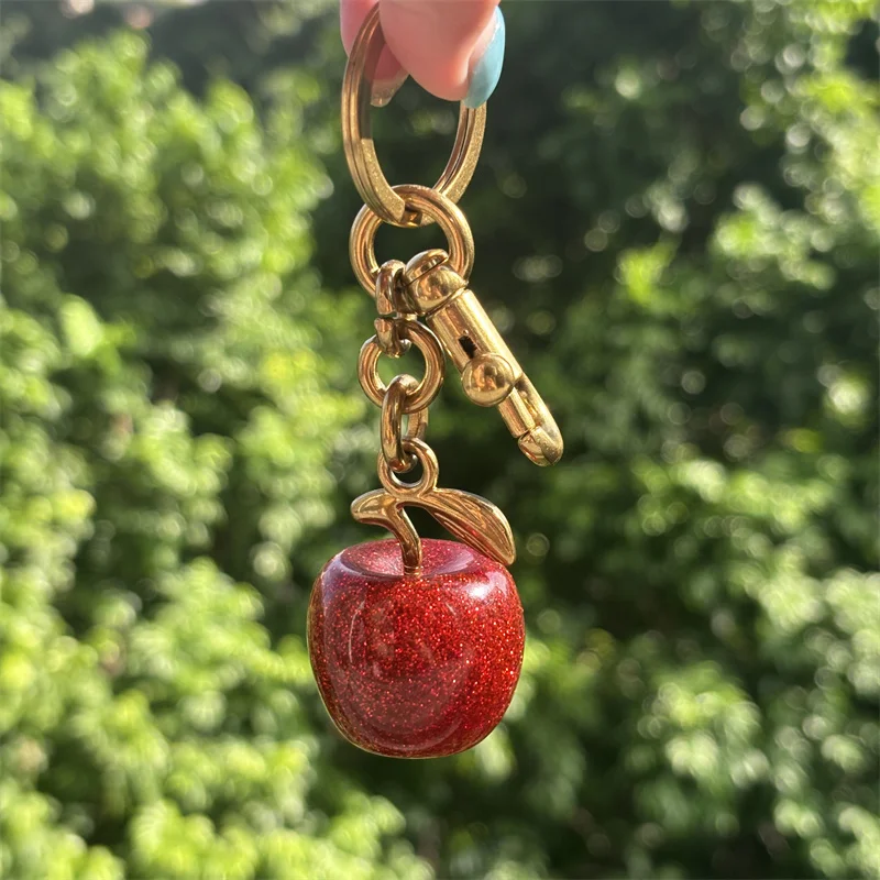 لحقيبة يد المدرب حقيبة الكتف الأحمر كريستال الكرز قلادة الديكور رائعة المفاتيح مرفق جزء