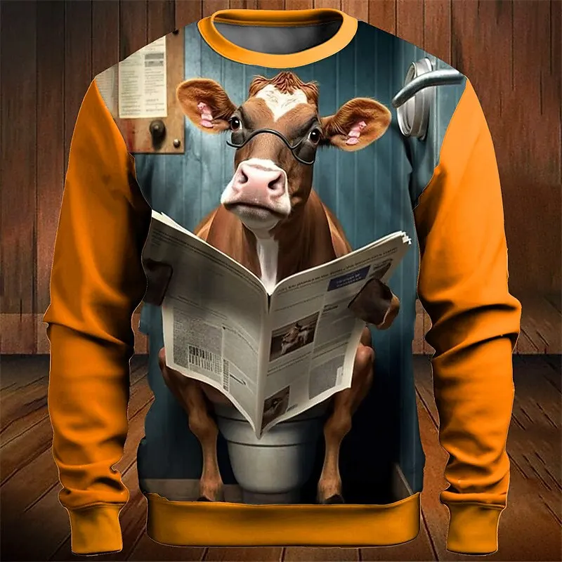 

3D Printed Abstract Animal Graphic Men's Sweatshirts Autumn Loose Casual Long Sleeved Pullover Creative Personality Unisex Tops