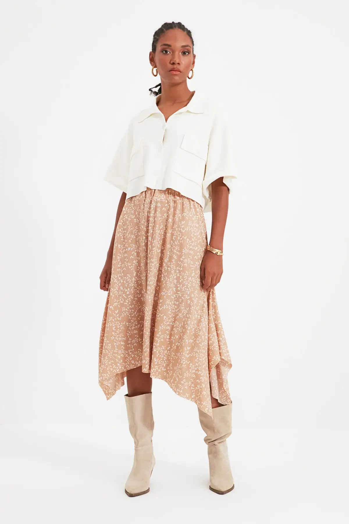 Camel Asymmetrical Knitted Skirt Women Long Skirt Casual Office Wear Summer Spring Wear 2021 Street Fashion Stretchy Casual