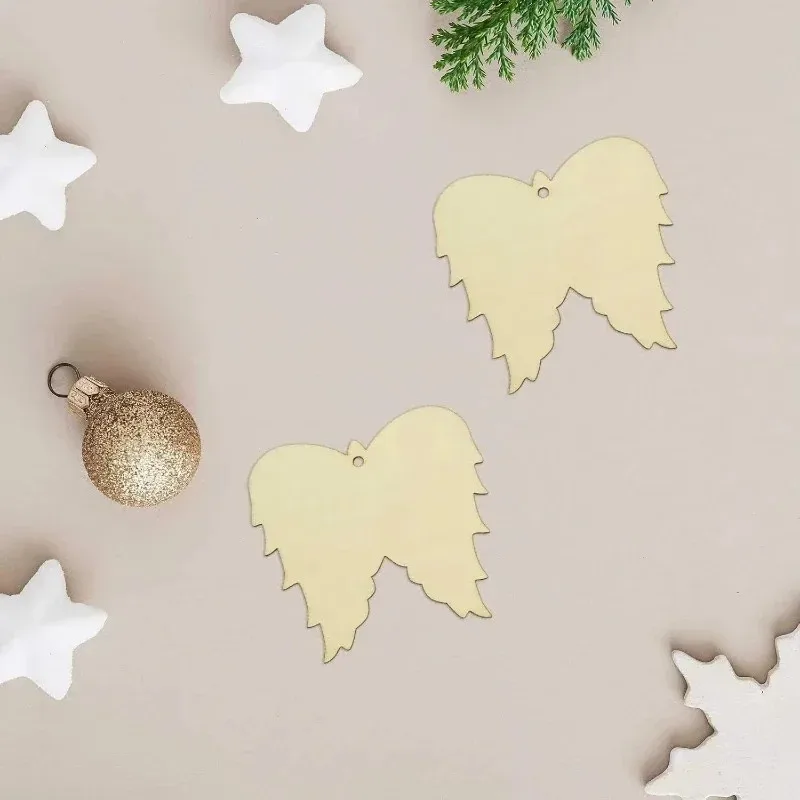 2026 new model advanced wooden angel wings ornaments, christmas xmas wood angel hanging ornaments for home craft decor