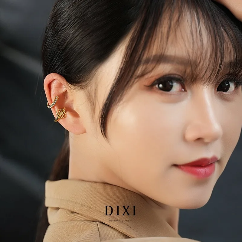 DLR1042 Dixi العلامة التجارية النسخة الكورية الأصلية من أقراط الموضة، أقراط مرصعة بالألماس بنمط مجوف بسيط غير منتظم #4