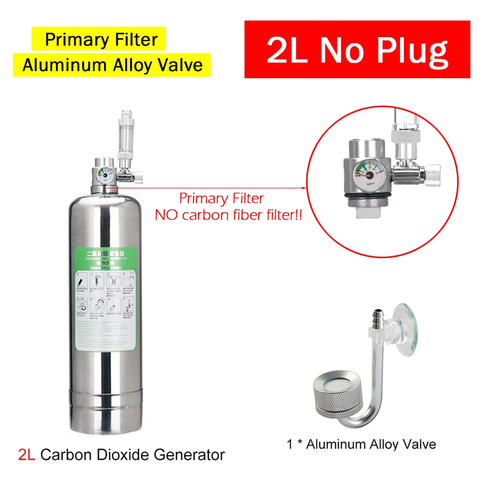 

2L/1L CO2 Generator Aquarium Fish Tank DIY High Pressure Stainless Steel Gas Cylinder + Aluminum Valve CO2 Reactor Kit