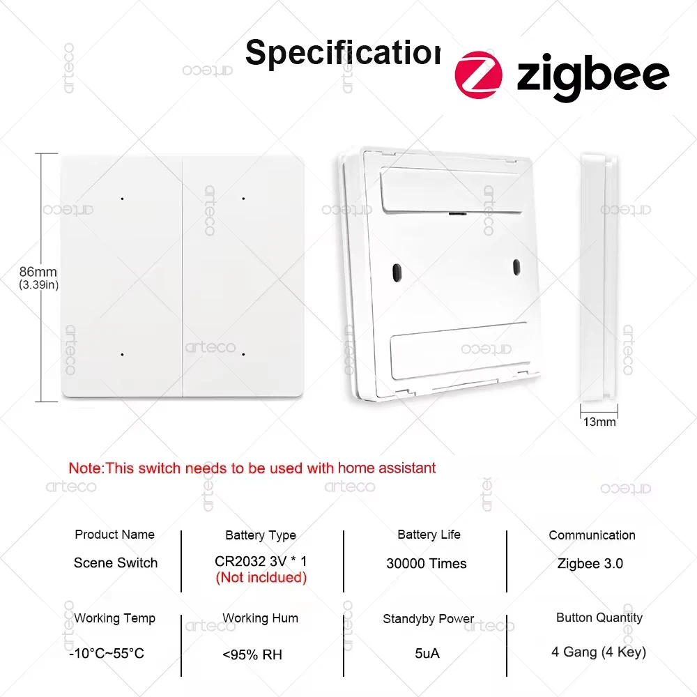 Zigbee interruptor de cena inteligente sem fio botão controle remoto interruptor cenário automação residencial inteligente funciona com assistente casa