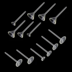 500pcs Invisible Plastic Earrings Posts Blank Pin Stud Tiny Head Findings For DIY Silicone Transparent Ear Jewelry Making Supply