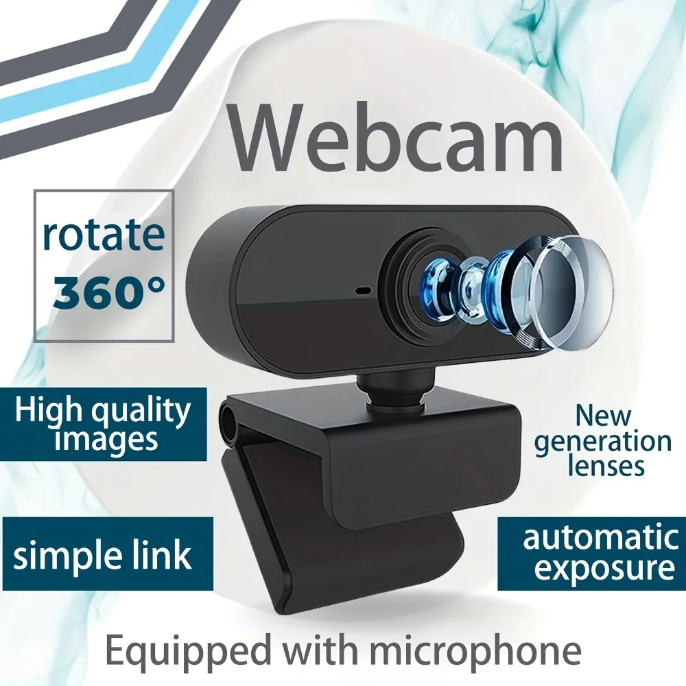 1080P Full HD Mini Webcam with Microphone, USB-Powered, Compatible with Laptops and Desktop Computers