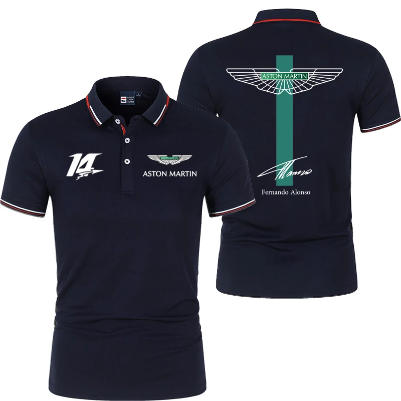 Polo de sport d'été pour homme Fernando Alonso de l'équipe Aston Martin Racing, haut de mode pour homme, idéal pour l'extérieur