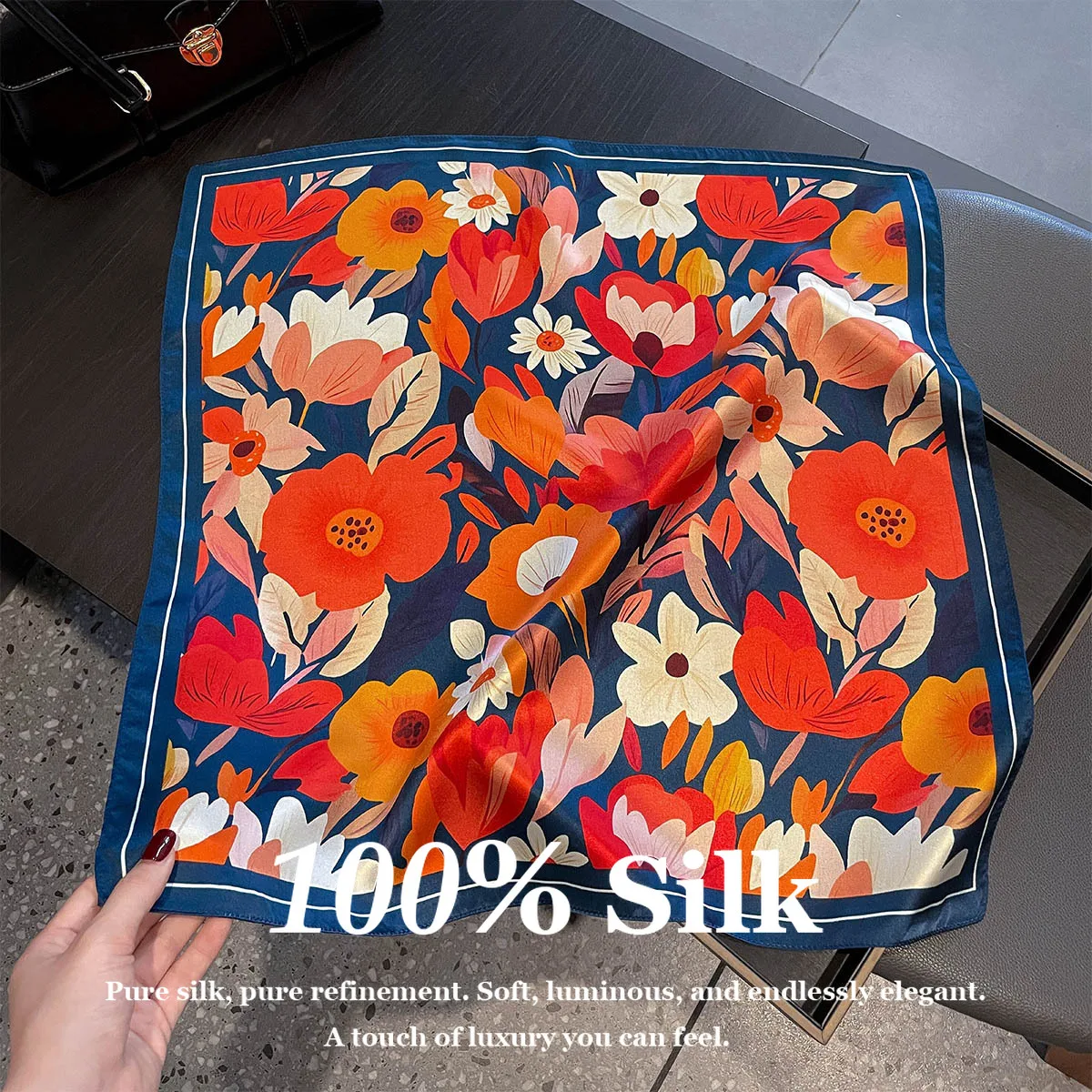Luxury High Quality Summer Travel Scarves 100% Real Silk Scarf Foulard Bandana Women Flight Attendant Hair Band Hijab Shawl Wrap