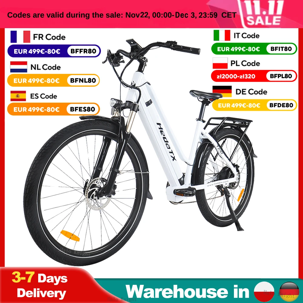 48V 1000W 19.2Ah E Bike Hedatx TX10 Electric Bike 27.5