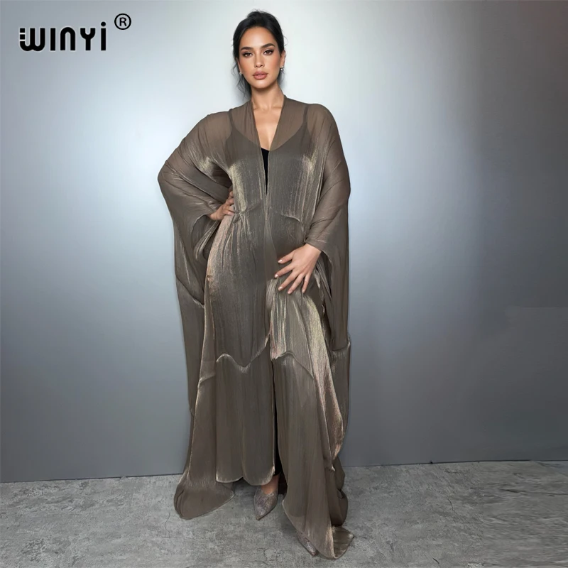 

WINYI kimono monocolour kaftan beach wear caftan Holiday beach outfits for women cover up dress abaya dubai luxury