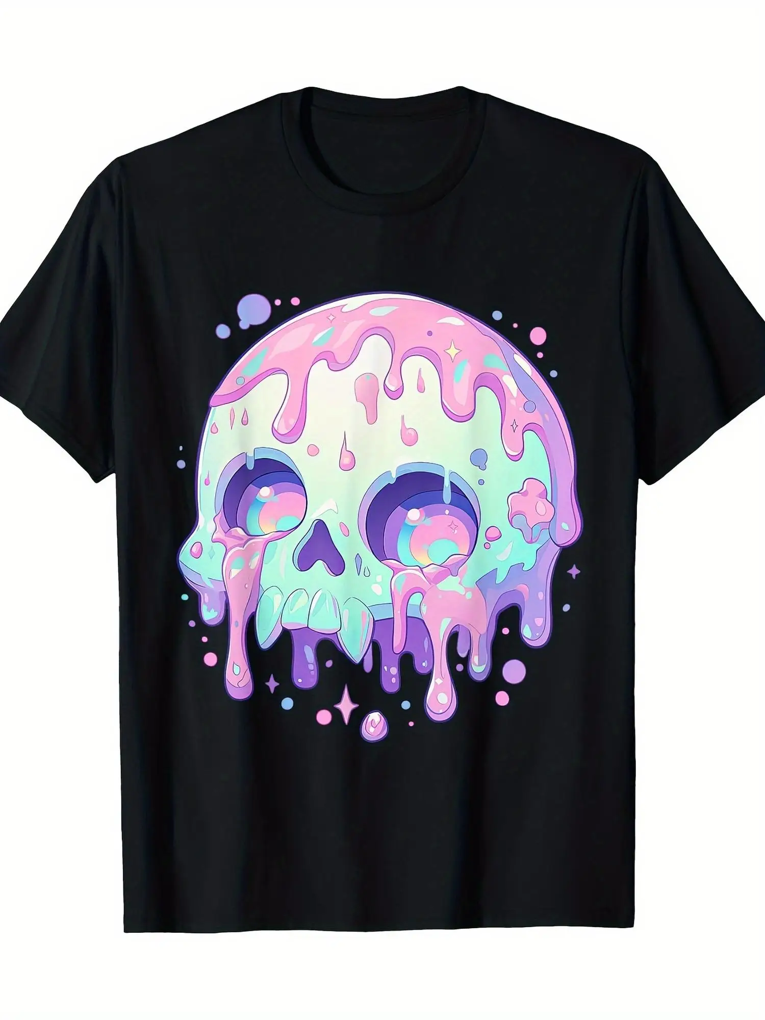 

Colorful Skull Graphic Printing Summer Autumn Winter Cotton Men's and Women's T-shirts Short Sleeves Luxury Outdoor Sports Brand