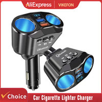 Car Cigarette Lighter Splitter Charger Dual USB QC 3.0 Quick Charge 12V Auto FM Transmitters Bluetooth Hands-free Call Sockets