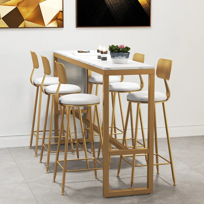 

Bar table Household bar Wall table and chair combination Wrought iron slate long strip narrow high table