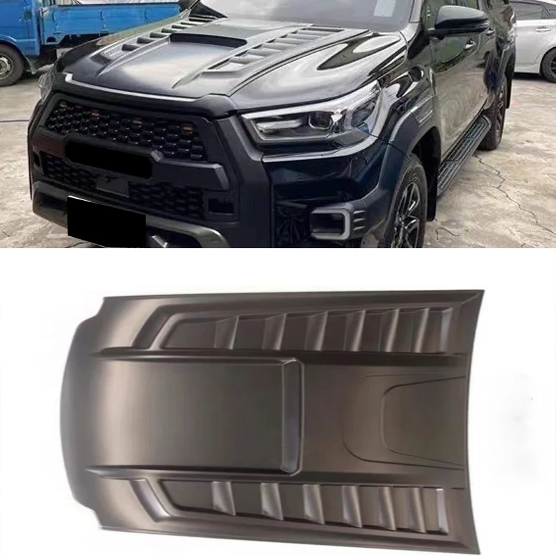 

2021 Hilux Revo ABS Black Front Bonnet Hood Scoop Vent Cover For Toyota Hilux Rocco 2022 2023 Car Accessories ﻿