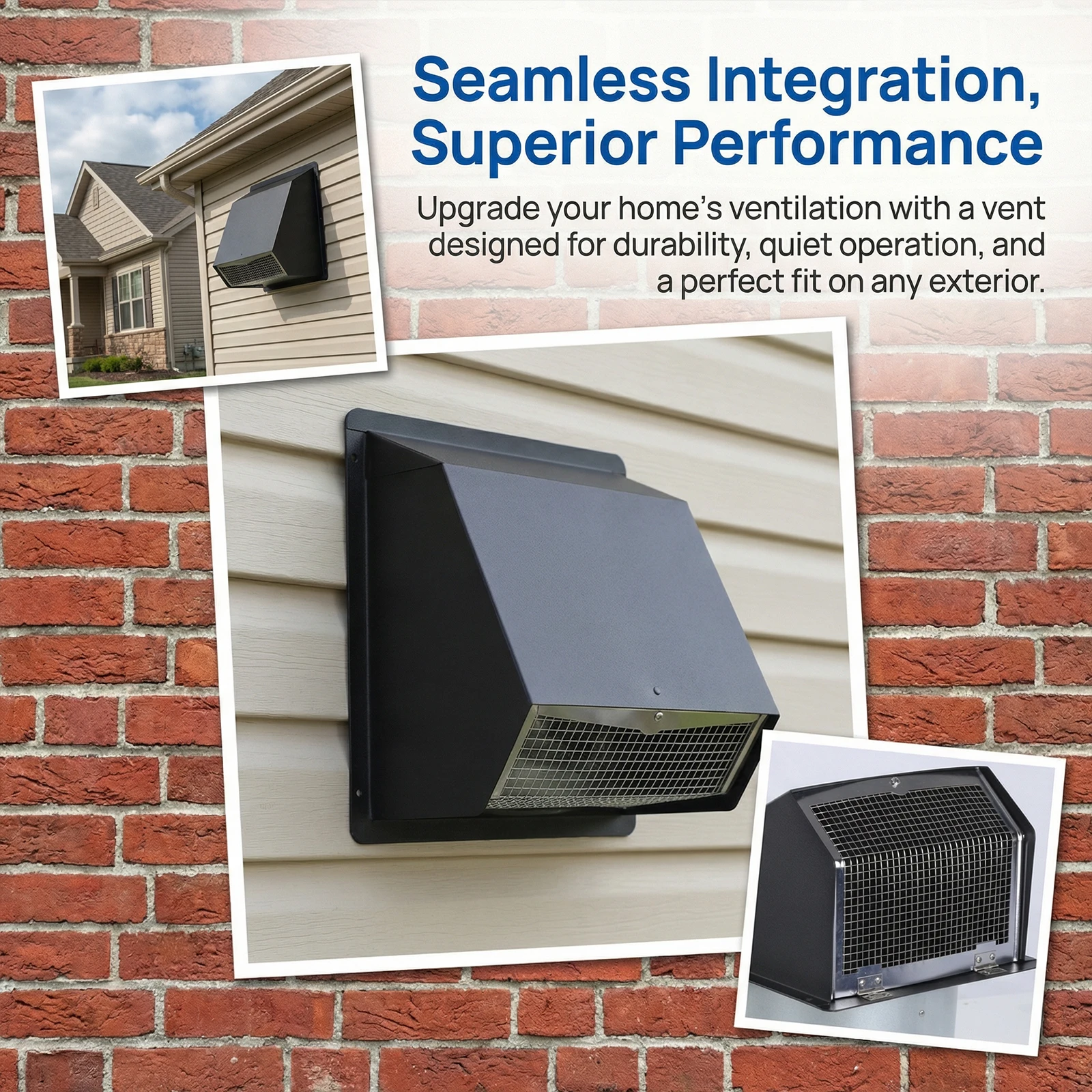 

8 Inch Dryer Vent Cover Outside with Screen and Damper Wall Vent Cover Cap Exterior Air Exhaust for Residential Housing Kitchen HVAC Duct (Black)