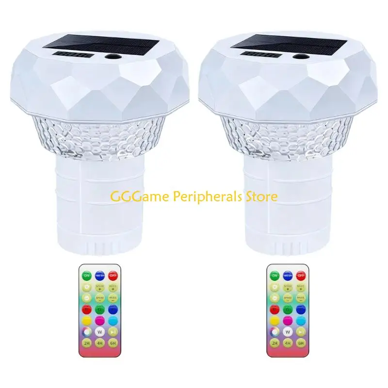 U55B Solar Floating Pool Temperature Light with Digital Water Display and Handheld Color Remote for Pool and Hot Tub