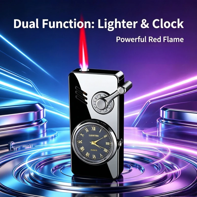 High-End Men Gift Multifunctional Lighter with Rocker Arm Design, Straight Fire Quartz Dial Ignition Gadget